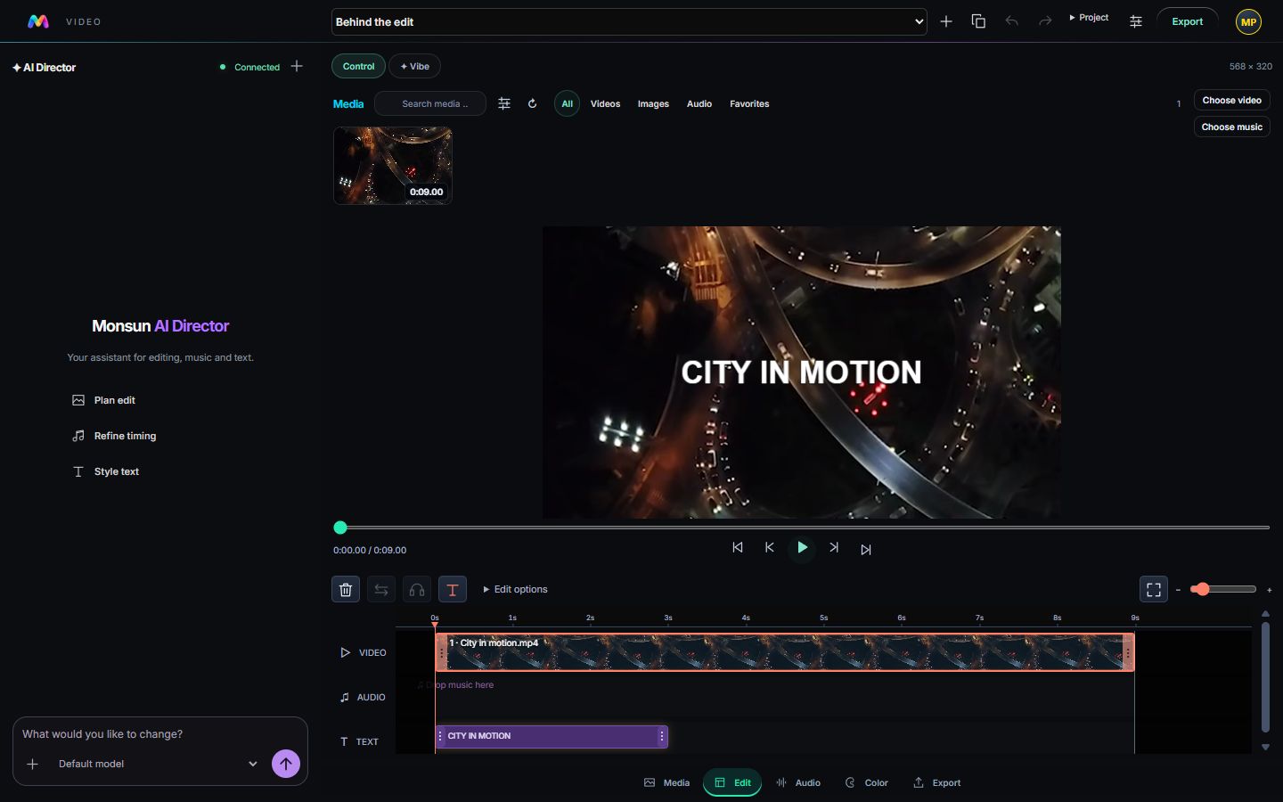 Monsun video editor with stock media